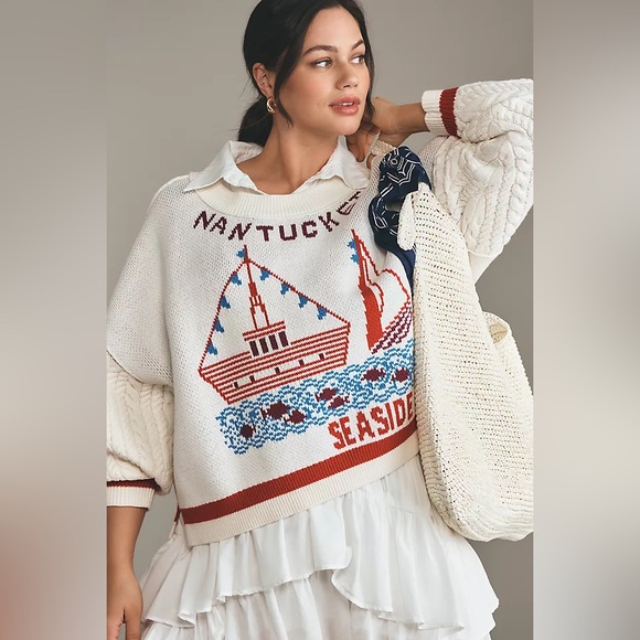 MAEVE ANTHROPOLOGIE Nantucket Cable Knit Sweater Size 2X NWOT - Picture 2 of 13